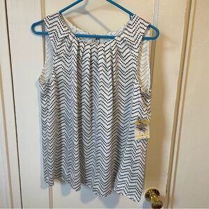 KASPER Polka Dot Chevron Print Business Casual Workwear Sleeveless Tank Top